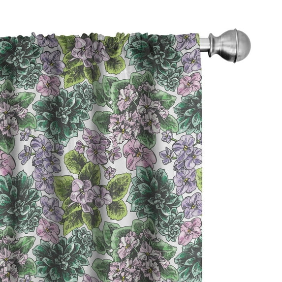 Ambesonne Floral Curtains, Violet Peonies, Pair of 28"x63", Multicolor