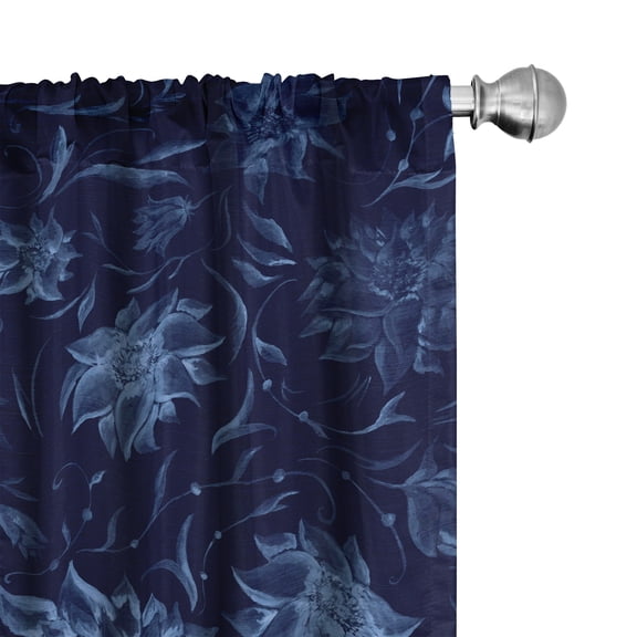 Ambesonne Floral Curtains, Watercolor Fashion Flora Art, Pair of 28"x84", Dark Petrol Blue Teal