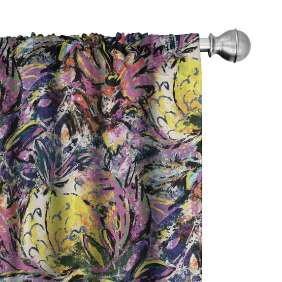 Ambesonne Floral Curtains, Watercolor Flowers Spring, Pair of 28"x84", Yellow and Dark Green