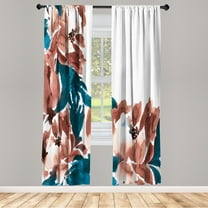 Ambesonne Floral Curtains, Watercolor Look Flowers Art, Pair of 28"x95", Pale Petrol