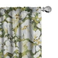 thumbnail image 1 of Ambesonne Floral Curtains, White Flowers Watercolor Art, Pair of 28"x84", Dark Yellow Olive Green, 1 of 5
