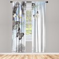 thumbnail image 1 of Ambesonne Floral Curtains, Wild Nature Monarch Fly Art, Pair of 28"x84", Taupe Grey, 1 of 2
