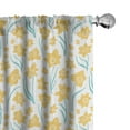 thumbnail image 1 of Ambesonne Floral Curtains, Yellowish-Toned Flowers Art, Pair of 28"x95", Pale Orange Turquoise, 1 of 5