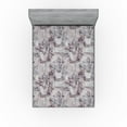 thumbnail image 1 of Ambesonne Floral Damask Fitted Sheet, Antique Flowers Print, Queen Size, Purpleblue Eggplant, 1 of 5