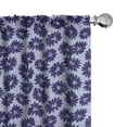 thumbnail image 1 of Ambesonne Floral Design Window Curtains, Flowers on Checkered, Each 28" W x 95" L, Dark Indigo Pale Blue, 1 of 4