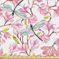 thumbnail image 1 of Ambesonne Floral Design Fabric by the Yard Upholstery, Art Watercolor Blooms, 10 Yards, Apple Green Pastel Pink, 1 of 1