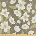 thumbnail image 1 of Ambesonne Floral Design Fabric by the Yard Upholstery, Blooming Hibiscus Art, 10 Yards, Apple Green Eggshell, 1 of 1
