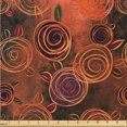 thumbnail image 1 of Ambesonne Floral Design Fabric by the Yard Upholstery, Grunge Roses Print, 10 Yards, Vermilion and Pale Orange, 1 of 1