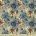 thumbnail image 1 of Ambesonne Floral Design Fabric by the Yard Upholstery, Autumnal Flowers Boho, 10 Yards, Pale Teal Cream Pale Ruby, 1 of 5