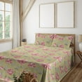 thumbnail image 1 of Ambesonne Floral Design Fitted & Flat Sheet with Sham 3 Pcs Set, Art Flowers Modern, Twin, Pale Pink Apple Green, 1 of 1