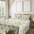 thumbnail image 1 of Ambesonne Floral Design Fitted & Flat Sheet with Sham 3 Pcs Set, Romantic Flowers Boho, Twin, Fern Green Pale Fuchsia, 1 of 5