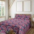 thumbnail image 1 of Ambesonne Floral Design Fitted & Flat Sheet with Shams 4 Pcs Set, Art Watercolor Roses, Queen, Sea Green Coral Indigo, 1 of 1