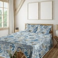 thumbnail image 1 of Ambesonne Floral Design Fitted & Flat Sheet with Shams 4 Pcs Set, Boho Atmosphere Motif, Full, Purpleblue Dark Khaki, 1 of 1