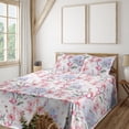 thumbnail image 1 of Ambesonne Floral Design Fitted & Flat Sheet with Shams 4 Pcs Set, Chill Japanese Flower, Full, Pale Pink Reseda Green, 1 of 1