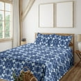thumbnail image 1 of Ambesonne Floral Design Fitted & Flat Sheet with Shams 4 Pcs Set, Christmas Flowers Art, Calking, Dark Lavender Soft Blue, 1 of 5