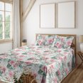 thumbnail image 1 of Ambesonne Floral Design Fitted & Flat Sheet with Shams 4 Pcs Set, Garden Art Eucalyptus, Full, Pale Pink Mint Green, 1 of 5