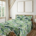 thumbnail image 1 of Ambesonne Floral Design Fitted & Flat Sheet with Shams 4 Pcs Set, Print Flowers Sketch, Queen, Pistachio Green Sea Green, 1 of 1
