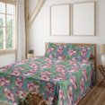 thumbnail image 1 of Ambesonne Floral Design Fitted & Flat Sheet with Shams 4 Pcs Set, Retro Minimal Blooms, Queen, Fern Green Pale Rose Rose, 1 of 5