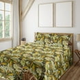 thumbnail image 1 of Ambesonne Floral Design Fitted & Flat Sheet with Shams 4 Pcs Set, Spring White Asters, Full, Pistachio Green Mustard, 1 of 5