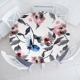 thumbnail image 1 of Ambesonne Floral Design Fitted Round Tablecloth, Blooming Branches Art, 36"- 40" Diameter, Dimgray Rose and Blue, 1 of 1