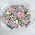 thumbnail image 1 of Ambesonne Floral Design Fitted Round Tablecloth, Flowers Leaves Fuzz, 40"- 44" Diameter, Pale Pink Forest Green, 1 of 1