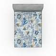 thumbnail image 1 of Ambesonne Floral Design Fitted Sheet, Boho Atmosphere Motif, King Size, Purpleblue Dark Khaki, 1 of 5