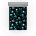 thumbnail image 1 of Ambesonne Floral Design Fitted Sheet, Boho Bloom Silhouette, King Size, Dark Seafoam Dark Tan, 1 of 5