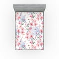 thumbnail image 1 of Ambesonne Floral Design Fitted Sheet, Chill Japanese Flower, Queen Size, Pale Pink Reseda Green, 1 of 1