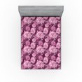 thumbnail image 1 of Ambesonne Floral Design Fitted Sheet, Delicate Blooms Print, Queen Size, Dark Magenta Pastel Pink, 1 of 5