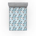 thumbnail image 1 of Ambesonne Floral Design Fitted Sheet, Drawings of Flowers, Queen Size, Deep Sky Blue Pale Grey, 1 of 5