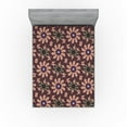 thumbnail image 1 of Ambesonne Floral Design Fitted Sheet, Dreamy Blooming Print, Queen Size, Green Brown Mustard Tan, 1 of 5