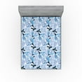 thumbnail image 1 of Ambesonne Floral Design Fitted Sheet, Dreamy Blooms Print, King Size, Pale Ceil Blue and Dark Teal, 1 of 5