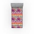 thumbnail image 1 of Ambesonne Floral Design Fitted Sheet, Floral Watercolor Art, Twin XL Size, Magenta Pistachio Green, 1 of 5