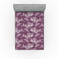 thumbnail image 1 of Ambesonne Floral Design Fitted Sheet, Flowers Abstract Boho, California King, Dark Magenta White, 1 of 5