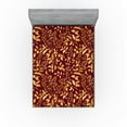thumbnail image 1 of Ambesonne Floral Design Fitted Sheet, Golden Tone Flowers, King Size, Pale Earth Yellow Ruby, 1 of 5
