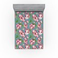 thumbnail image 1 of Ambesonne Floral Design Fitted Sheet, Retro Minimal Blooms, Queen Size, Fern Green Pale Rose Rose, 1 of 5