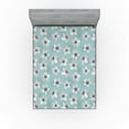 thumbnail image 1 of Ambesonne Floral Design Fitted Sheet, Romantic Anemone Art, Full Size, Almond Green Off White, 1 of 5