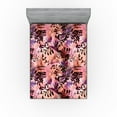 thumbnail image 1 of Ambesonne Floral Design Fitted Sheet, Romantic Wild Leaves, Full Size, Coral Dark Fuchsia Indigo, 1 of 5