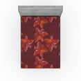 thumbnail image 1 of Ambesonne Floral Design Fitted Sheet, Spots Simple Flowers, Full Size, Dark Coral Vermilion Ruby, 1 of 5