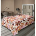 thumbnail image 1 of Ambesonne Floral Design Flat Bedding Sheet Soft Top Sheet, Autumn Dahlia Flowers, Twin XL, Vermilion Soft Pink Ruby, 1 of 1