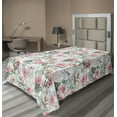 thumbnail image 1 of Ambesonne Floral Design Flat Bedding Sheet Soft Top Sheet, Garden Art Eucalyptus, Twin XL, Pale Pink Mint Green, 1 of 1