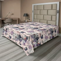 Ambesonne Floral Design Flat Bedding Sheet Soft Top Sheet, Rose Silhouette Print, California King, Pale Pink Multicolor