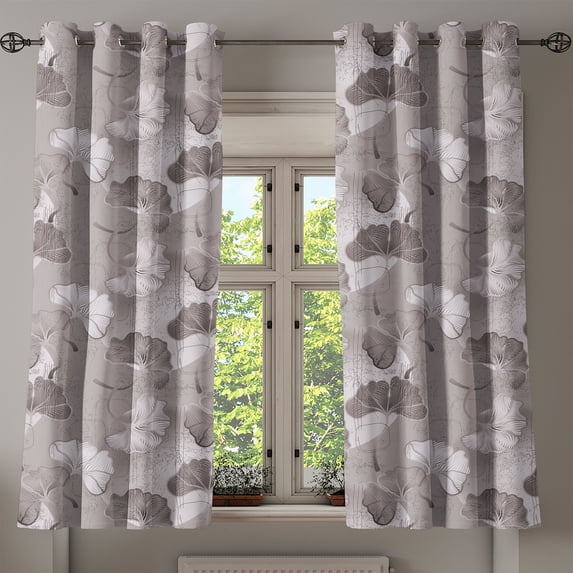 Ambesonne Floral Design Grommet Curtain, Art Abstract Flowers, 50"x63", Dimgray Pale Grey