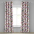thumbnail image 1 of Ambesonne Floral Design Grommet Curtain, Art Watercolor Blooms, 50"x120", Apple Green Pastel Pink, 1 of 1