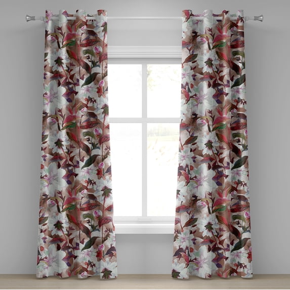 Ambesonne Floral Design Grommet Curtain, Colorful Dream Flower, 50"x120", Dark Coral Cocoa Hot Pink