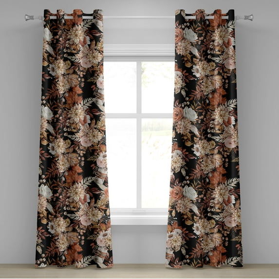 Ambesonne Floral Design Grommet Curtain, Garden Spring Flowers, 50"x108", Coral Blush Paprika