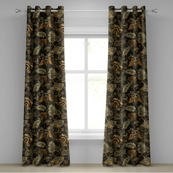 Ambesonne Floral Design Grommet Curtain, Paisley Flowers Print, 50"x120", Pistachio Green Marigold