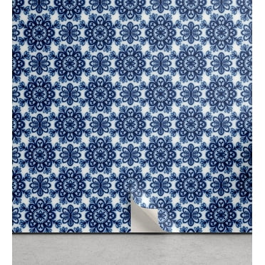 Ambesonne Floral Design Peel & Stick Wallpaper for Home, Christmas Flowers Art, 13"x36", Dark Lavender Soft Blue