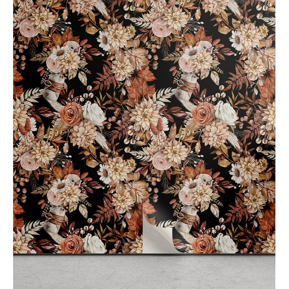 Ambesonne Floral Design Peel & Stick Wallpaper for Home, Garden Spring Flowers, 13"x100", Coral Blush Paprika