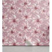 Ambesonne Floral Design Peel & Stick Wallpaper for Home, Pearl Flower Pattern, 13"x100", Lilac Pale Pink White